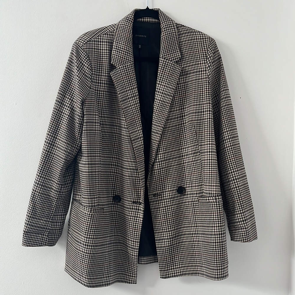 Dynamite double-breasted Plaid Blazer (Size L)